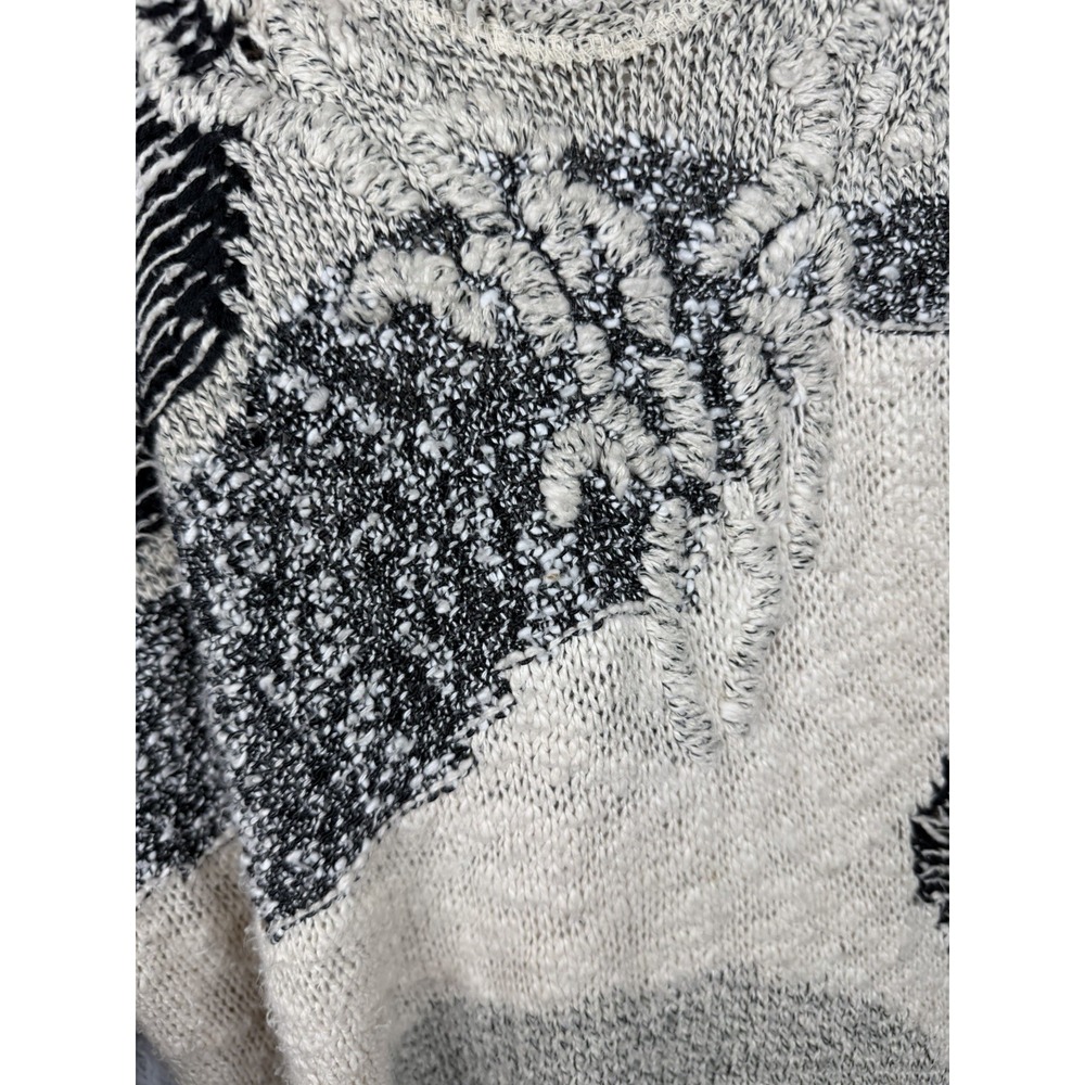 Free People Boho Woven Cotton Blend Women's M/L (approx) Sweater w Fringe - Picture 3 of 10